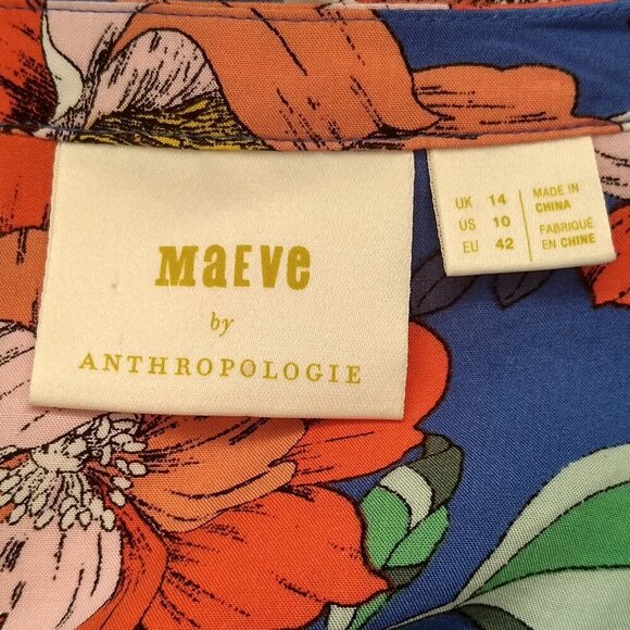 Anthropologie Maeve Elan Scarf Printed Blouse Floral Size 10 - Picture 4 of 4